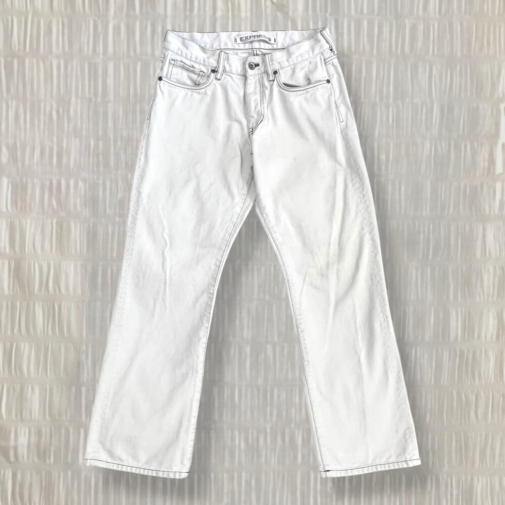Vintage Express Precision Fit Men’s White Straight Leg Jeans - Size 30W x 30L
